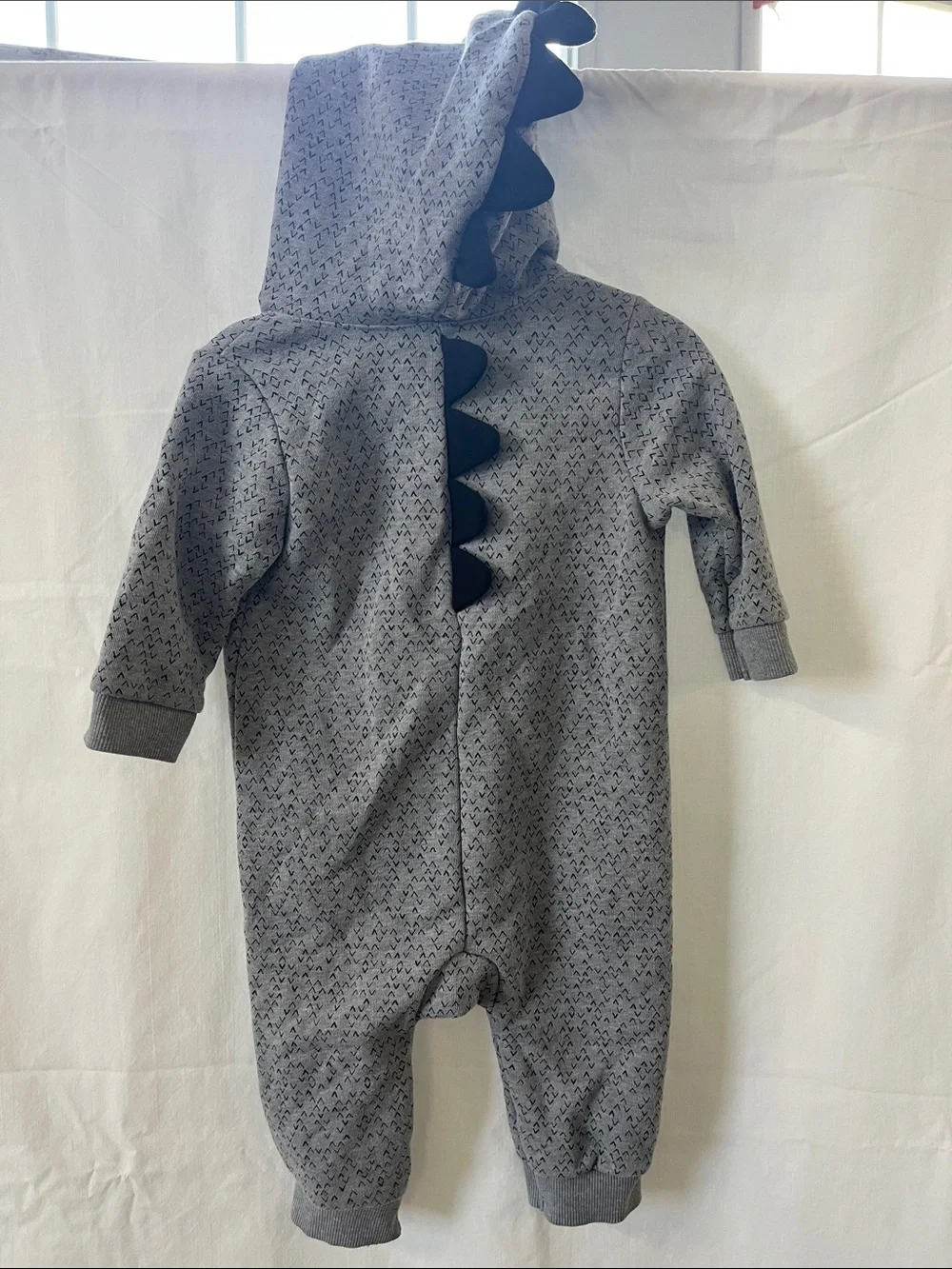 Old Navy Gray Hooded Dinosaur Footed One-Piece